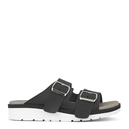 Slippers plained leather Black
