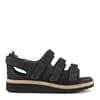 Sandal i sort skinn, 3 reimer og hælkappe