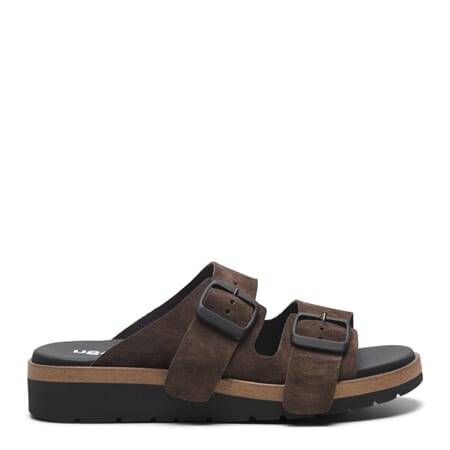 Sandaler i brunt skinn, metallspenner